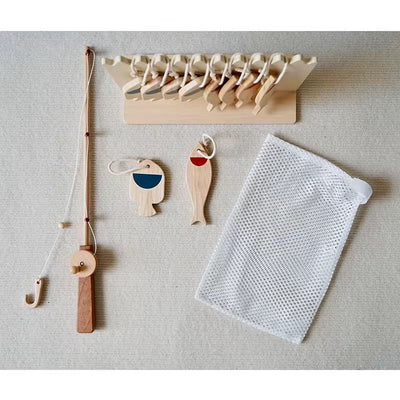 Juego de simulación de barco de pesca de madera para niños – Juguete Montessori de aventura oceánica con caña, peces y accesorios | Juguetes Eduspark