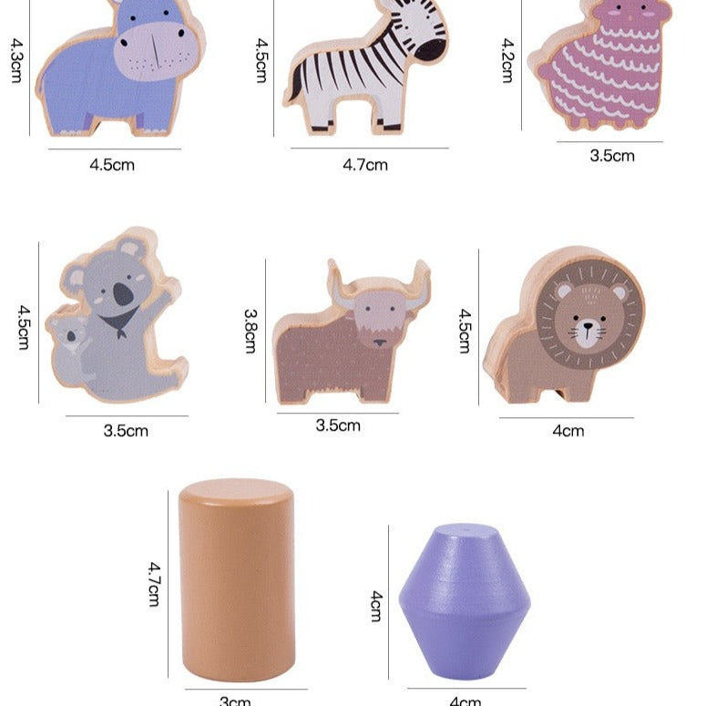 Juego de Apilar Animales de Madera - El Mejor Juguete para la Motricidad Fina