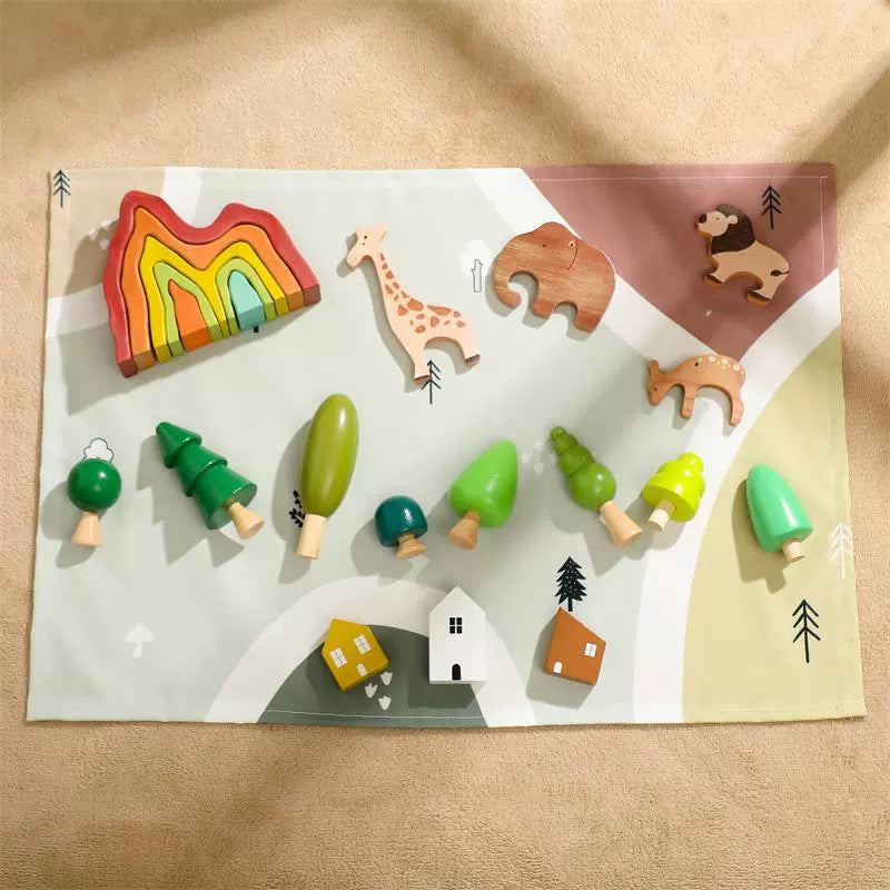 Wooden Forest Play Set with Hills - Best open ended play toys