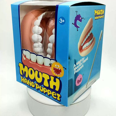 Marioneta de mano de boca grande con cepillo de dientes para aprender a cepillarse los dientes