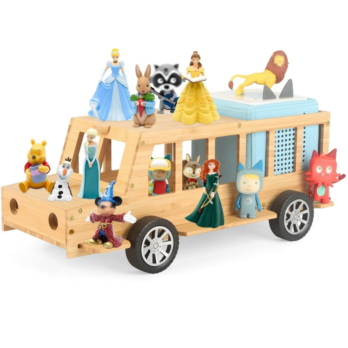 Étagère Murale Camion en Bois Faite à la Main pour Tonies – Organiseur Magnétique et Support d'Affichage pour 20 à 30 Figurines Toniebox