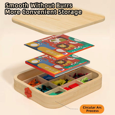 Blocs de motifs magnétiques en bois – Jouet puzzle Montessori de 288 pièces pour enfants de 4 à 8 ans
