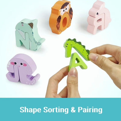 Puzzle alphabet animaux en bois – Jouet éducatif de A à Z pour enfants