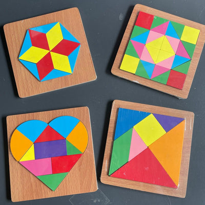Formes géométriques simples en bois, puzzle cœur