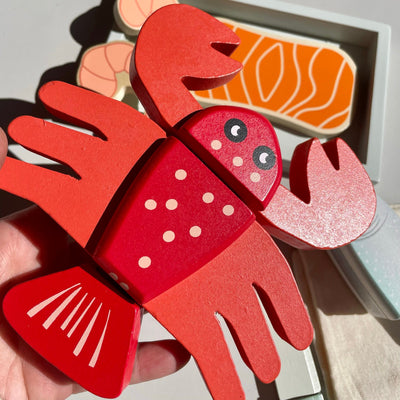 Jouet en bois pour couper les fruits de mer, nourriture à couper, poisson, homard