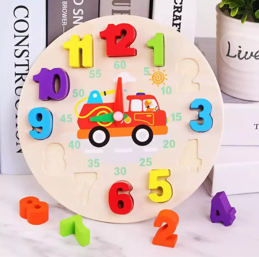 Horloge d'apprentissage numérique en bois