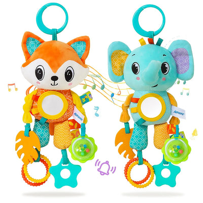Fidtoy Baby Sensory Spiral Activity Toy with Rattle Mirror Teether for Stroller Car Seat Crib