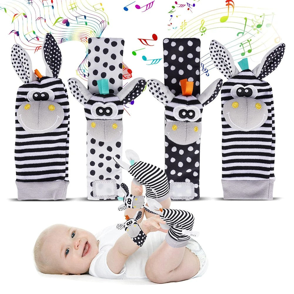 Fidtoy Hochet pour poignet et pied de bébé – Chaussettes et hochets de poignet sensoriels pour nouveau-né de 0 à 12 mois