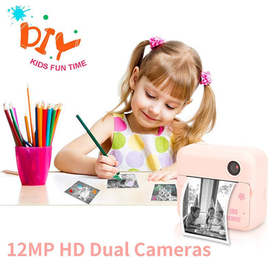 Cámara de impresión instantánea Fidtoy para niños – Cámara de fotos para niños pequeños con impresión térmica y coloreado creativo
