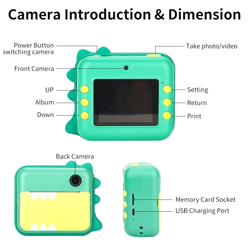 Cámara de impresión instantánea Fidtoy para niños – Cámara de fotos para niños pequeños con impresión térmica y coloreado creativo