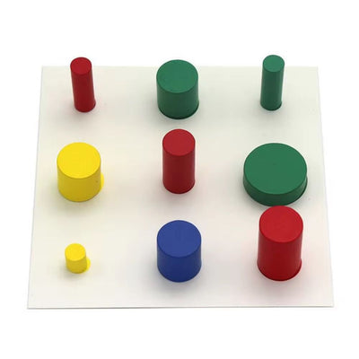 Cylindres sans boutons miniatures avec cartes de contrôle - Matériel sensoriel Montessori