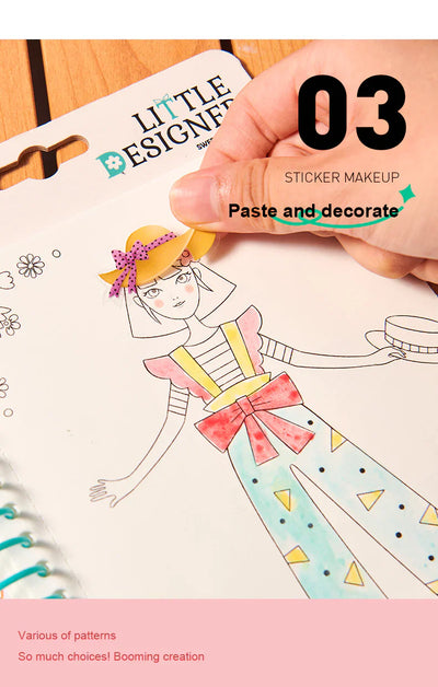 Petite créatrice - Bal de princesse | Création de mode avec tissus, autocollants d'accessoires, couleurs