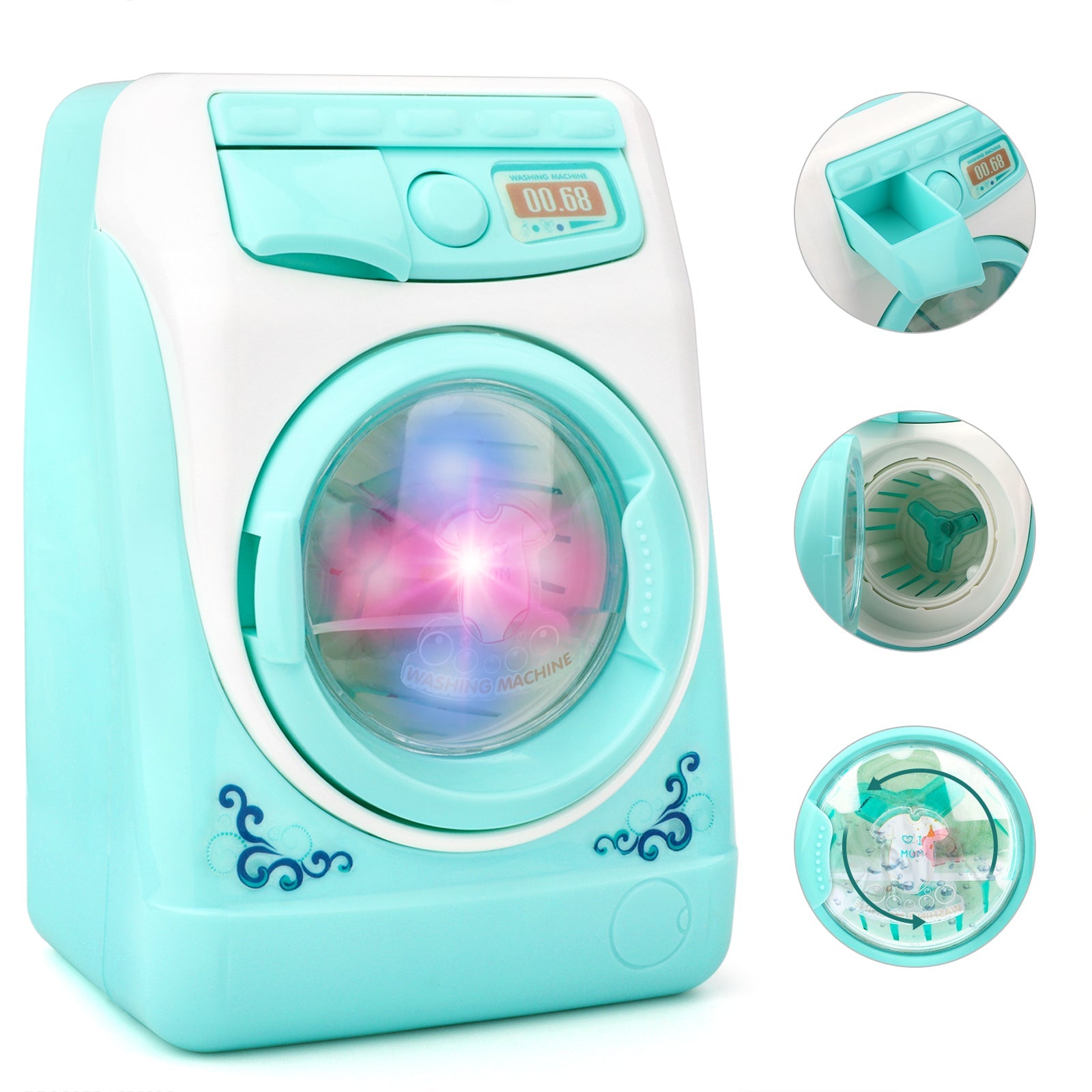 Mini machine à laver jouet électrique en plastique avec sons réalistes, lumières, jouets de nettoyage pour enfants, cadeau d'anniversaire ou de Noël pour enfants