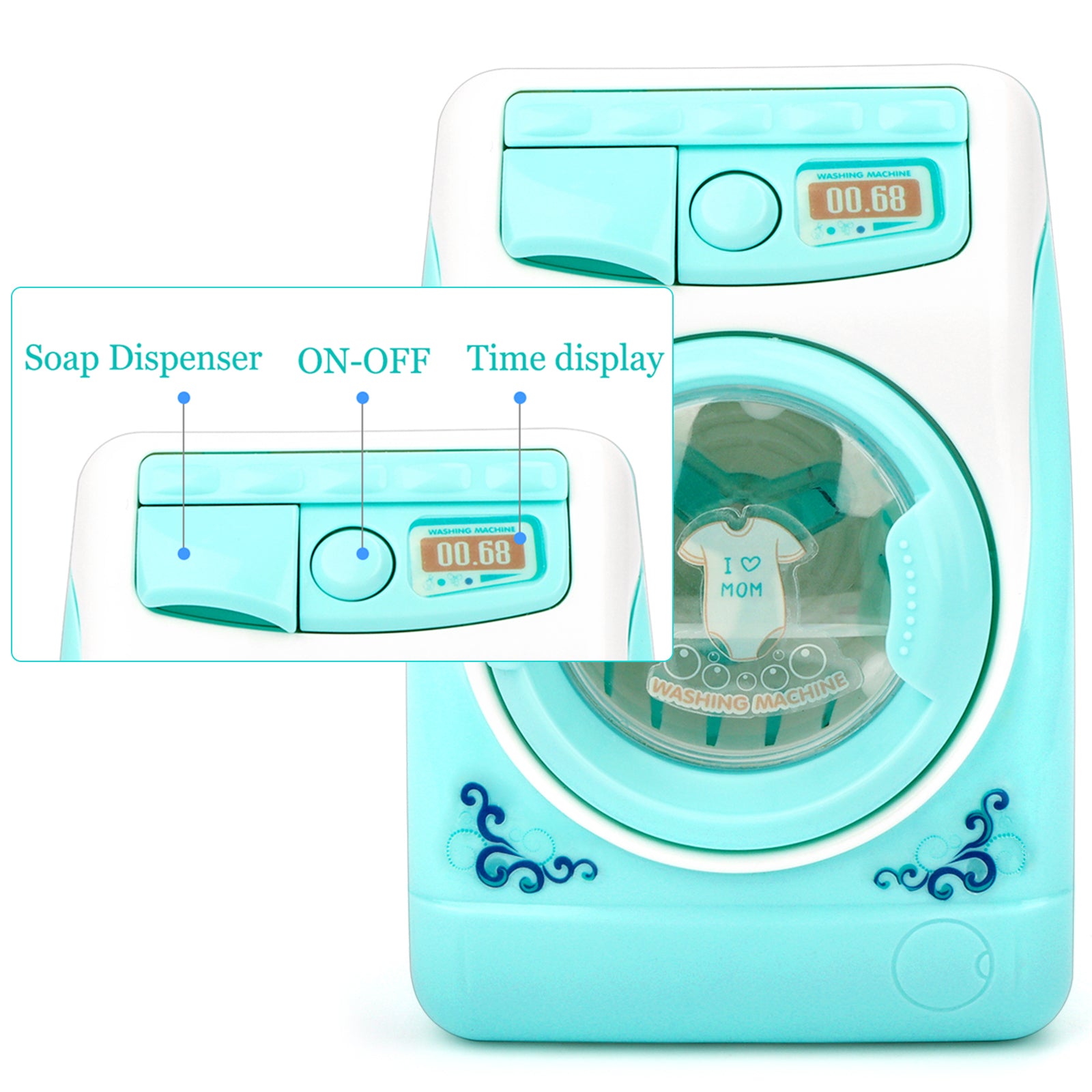 Mini machine à laver jouet électrique en plastique avec sons réalistes, lumières, jouets de nettoyage pour enfants, cadeau d'anniversaire ou de Noël pour enfants