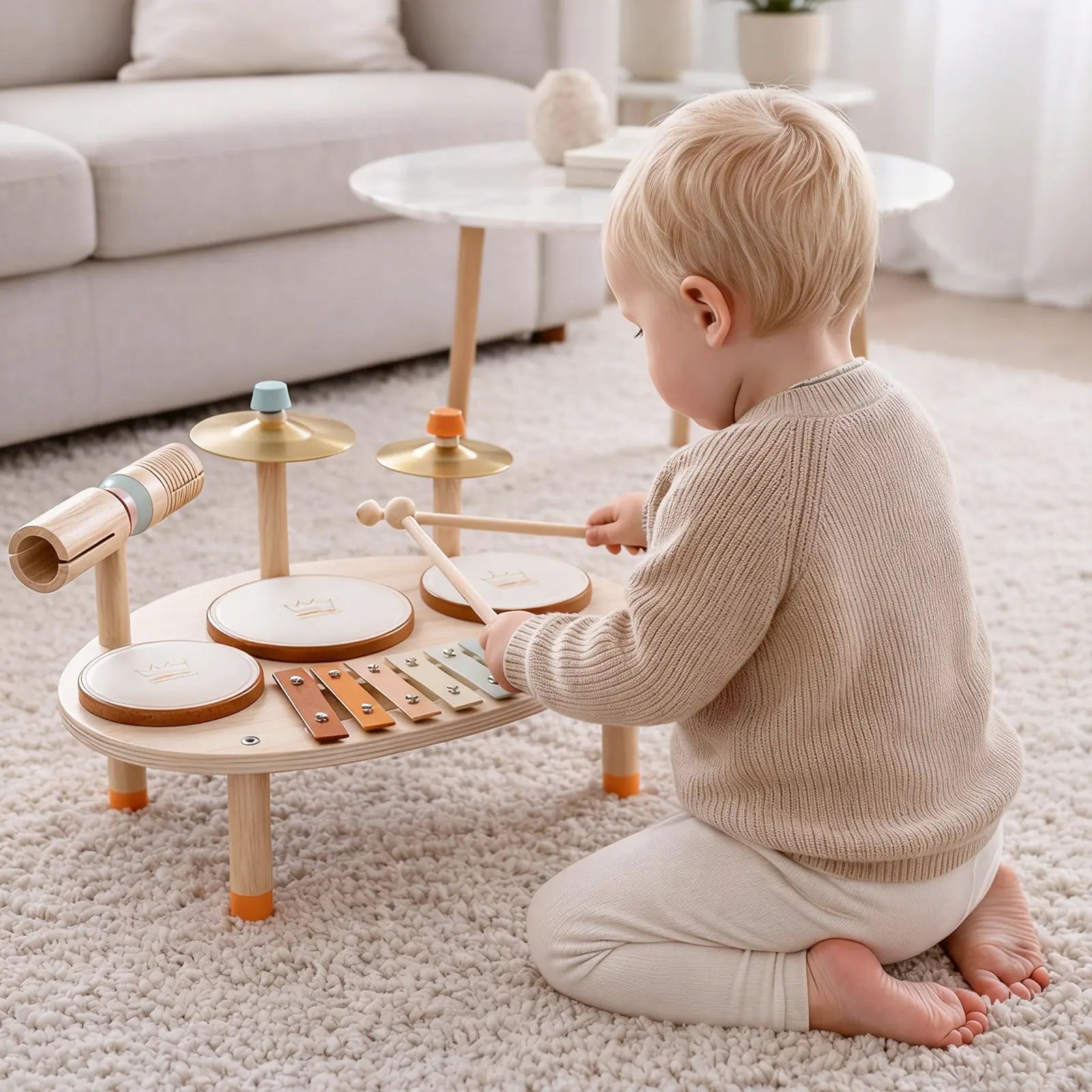 Fidtoy 9-in-1 Toddler Drum Set Musical Instruments Toy for Kids Learning Rhythm and Early Development