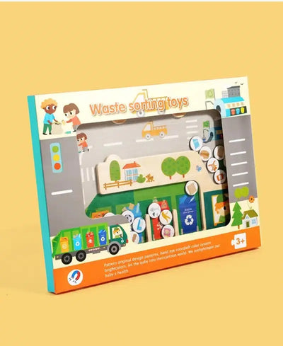 Fidtoy Camion de Ramassage Magnétique – Jouet Labyrinthe Montessori pour le Développement de la Motricité Fine et le Recyclage chez les Tout-Petits