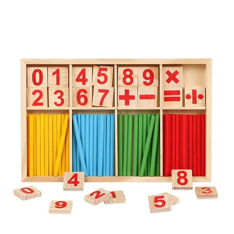 Fidtoy Boîte de bâtonnets Montessori en bois – Jouet d'apprentissage des mathématiques pour les tout-petits