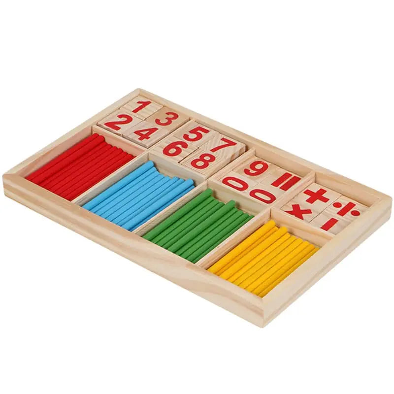 Fidtoy Boîte de bâtonnets Montessori en bois – Jouet d'apprentissage des mathématiques pour les tout-petits
