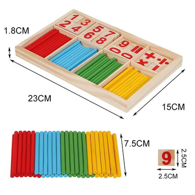 Fidtoy Boîte de bâtonnets Montessori en bois – Jouet d'apprentissage des mathématiques pour les tout-petits