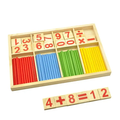 Fidtoy Boîte de bâtonnets Montessori en bois – Jouet d'apprentissage des mathématiques pour les tout-petits