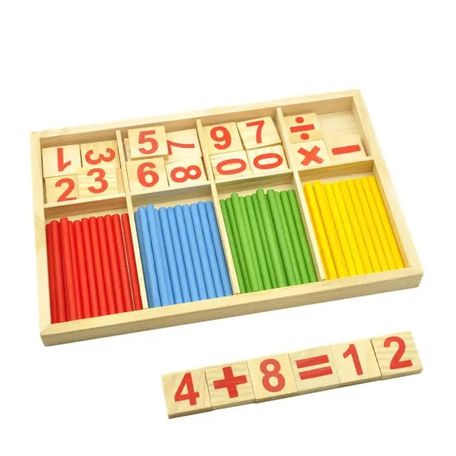 Fidtoy Boîte de bâtonnets Montessori en bois – Jouet d'apprentissage des mathématiques pour les tout-petits