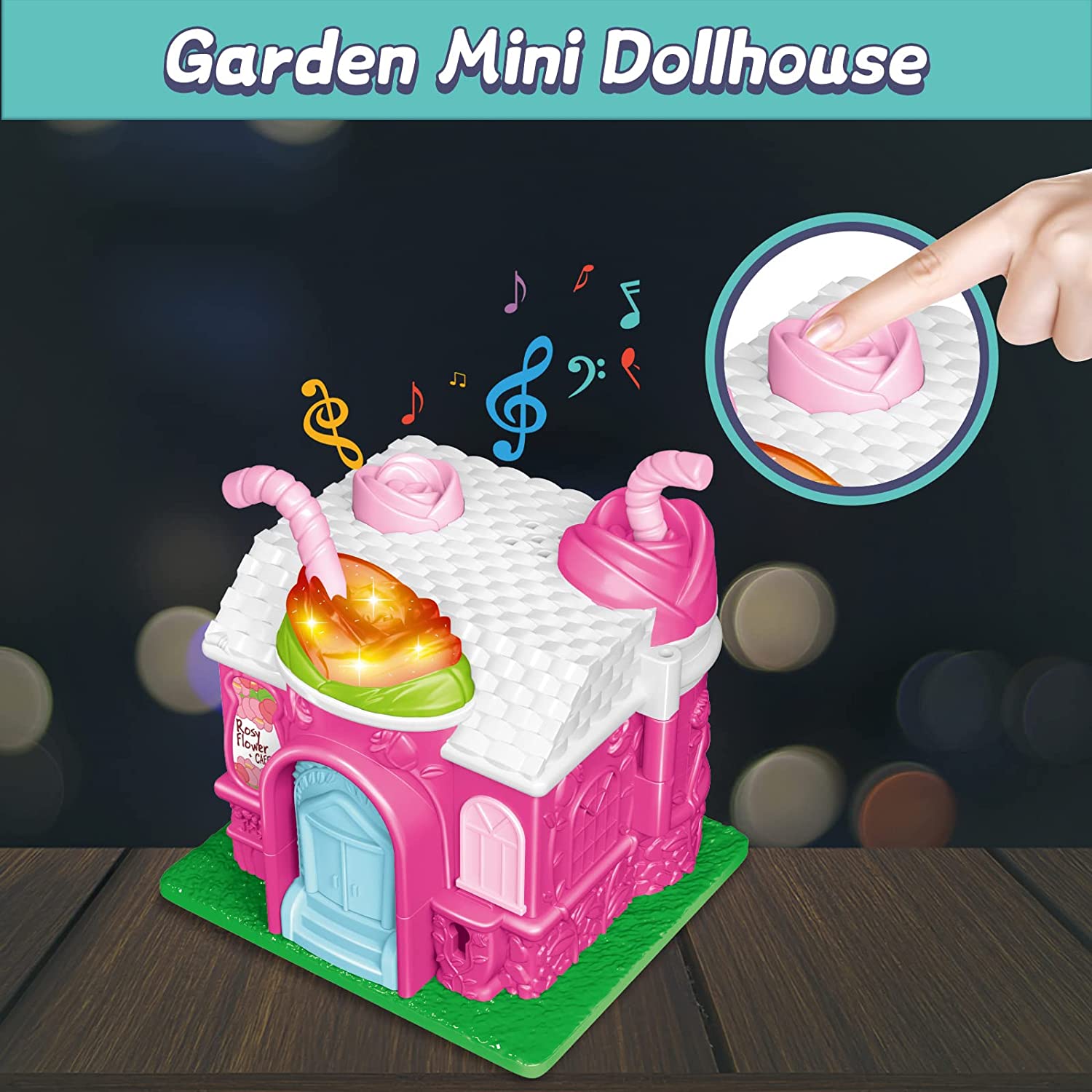Juego de casa de muñecas portátil Cafe Garden Dolls House, juguete de simulación con luz y sonido, mini casa de muñecas 3D, gran regalo para niños