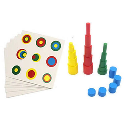 Cylindres sans boutons miniatures avec cartes de contrôle - Matériel sensoriel Montessori