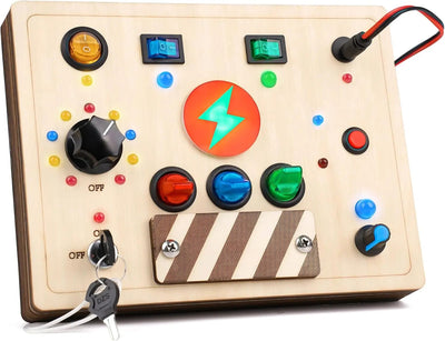 Montessori Busy Board - Interactive Wooden Sensory Toy for Toddlers