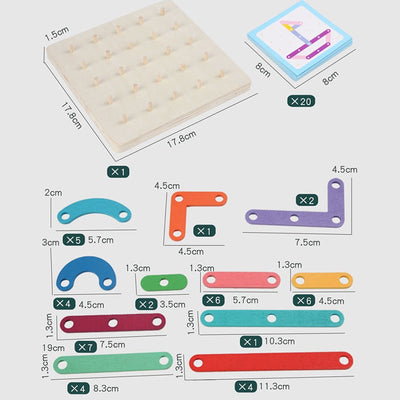 Planche à chevilles géométrique avec cartes