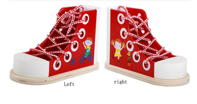 Fidtoy Wooden Lacing Shoe Toy for Kids