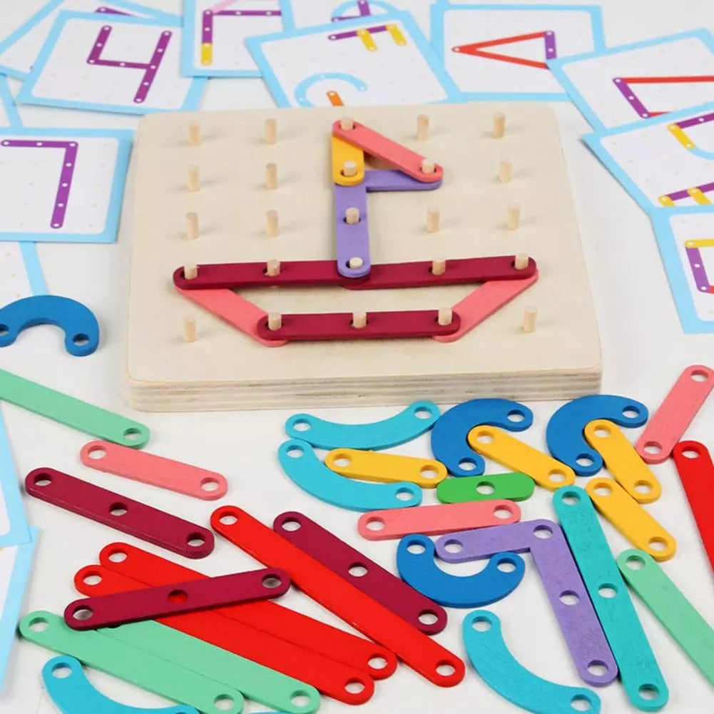 Rompecabezas de madera Montessori con tabla de clavijas - 104