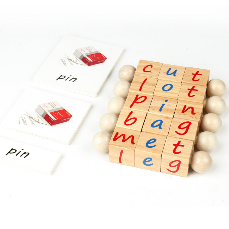Fidtoy Juego de Ortografía de Palabras con Cubos de Alfabeto de Madera para Niños