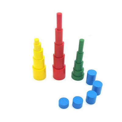 Cylindres sans boutons miniatures avec cartes de contrôle - Matériel sensoriel Montessori