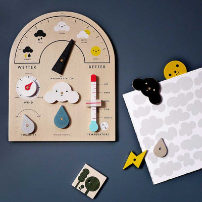 Fidtoy Station Météo en Bois pour Enfants – Apprentissage Climatique Montessori & Interaction Parent-Enfant
