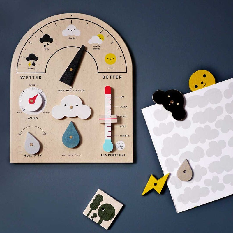 Fidtoy Station Météo en Bois pour Enfants – Apprentissage Climatique Montessori & Interaction Parent-Enfant