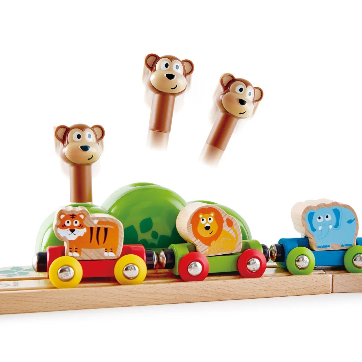 Fidtoy Jungle Wooden Train Set Musical Railway Toy for Toddlers