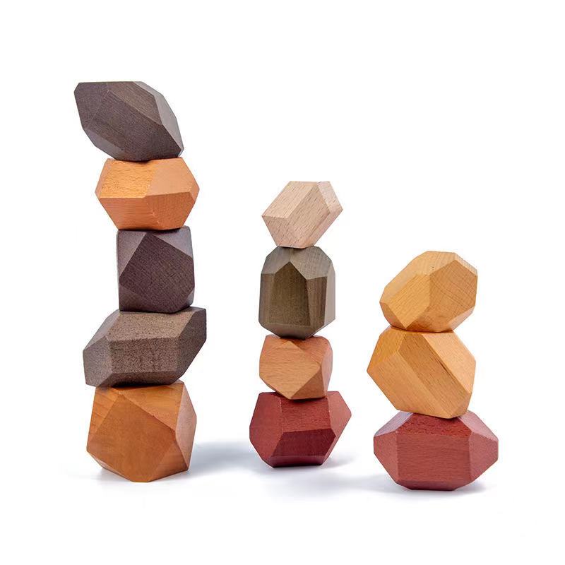 Blocs d'équilibre en bois 10 pièces/16 pièces de différents styles - Jouets à forme ouverte