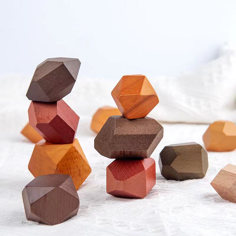Blocs d'équilibre en bois 10 pièces/16 pièces de différents styles - Jouets à forme ouverte