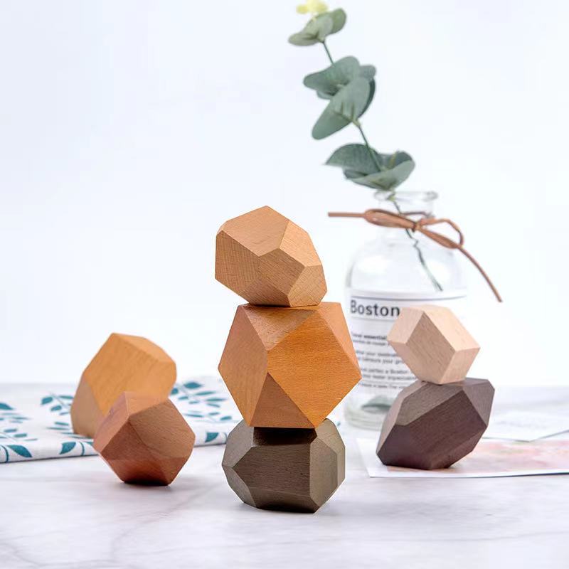 Blocs d'équilibre en bois 10 pièces/16 pièces de différents styles - Jouets à forme ouverte