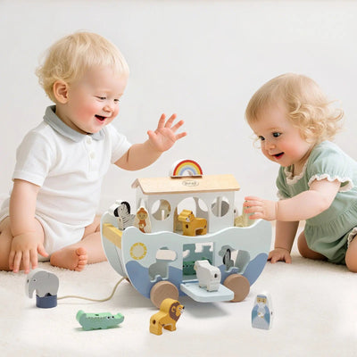 Arca de Noé de madera | Set de juego Montessori de inspiración religiosa para niños pequeños