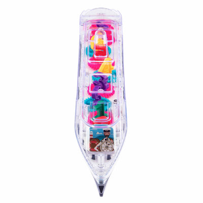 Fidtoy Number Gear Steamship Toy for Babies 6M+ Plastic Light Sound Gear Boat with Removable Number Gears and Bump-and-Go Play