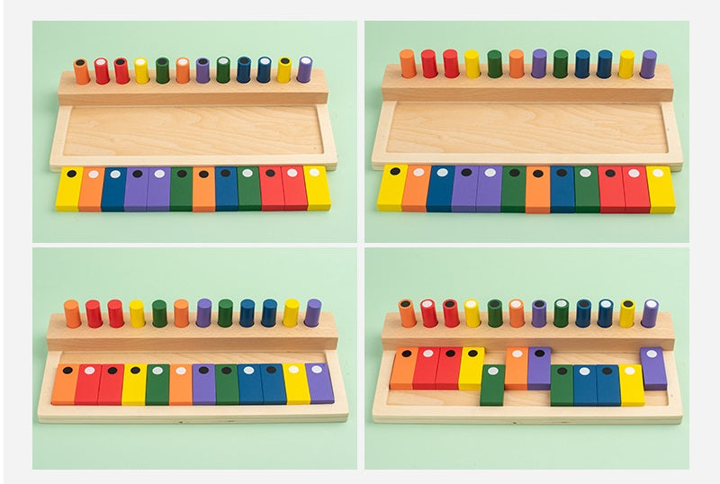 Clasificador de secuencia Montessori y tablero de clasificación de colores con memoria