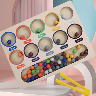 Activité de transfert de pinces de tri de perles de couleur Montessori