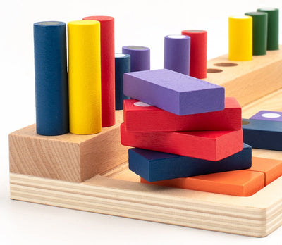 Clasificador de secuencia Montessori y tablero de clasificación de colores con memoria