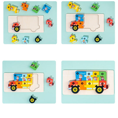 Lot de 4 puzzles Montessori – Ensemble de puzzles en bois écologiques n°9