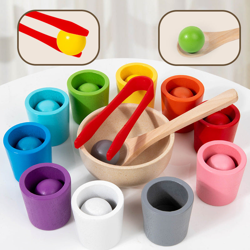 Jouets éducatifs en bois pour enfants : tasses de classification des couleurs