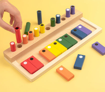 Clasificador de secuencia Montessori y tablero de clasificación de colores con memoria