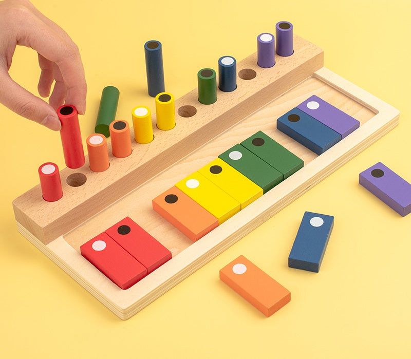Clasificador de secuencia Montessori y tablero de clasificación de colores con memoria
