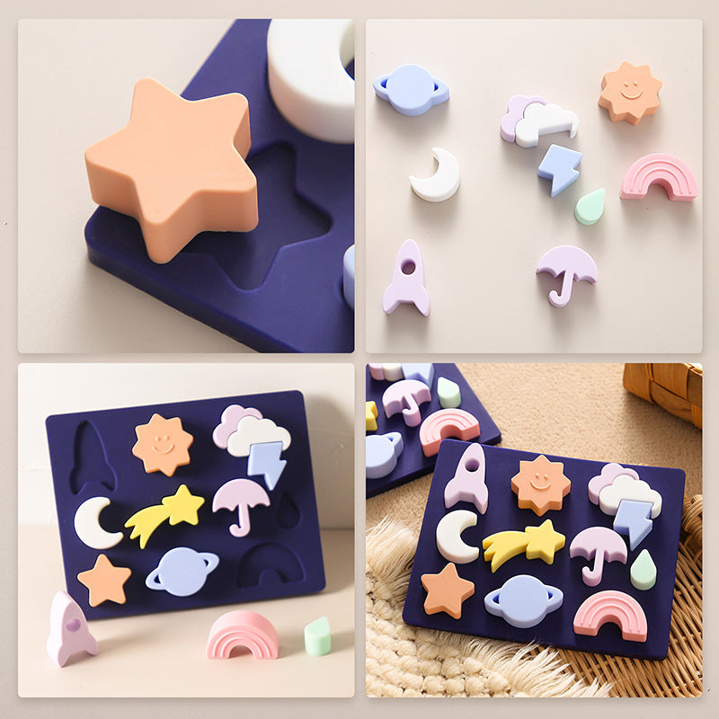 Rompecabezas Montessori de silicona de figuras (ESTRELLAS)