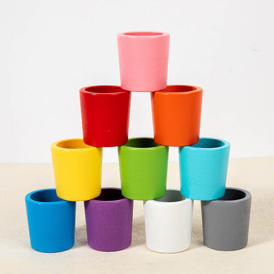 Jouets éducatifs en bois pour enfants : tasses de classification des couleurs